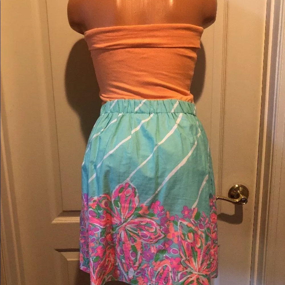 LILLY PULITZER Sun Dress Peach Turquoise XS EUC $150 - Picture 6 of 9